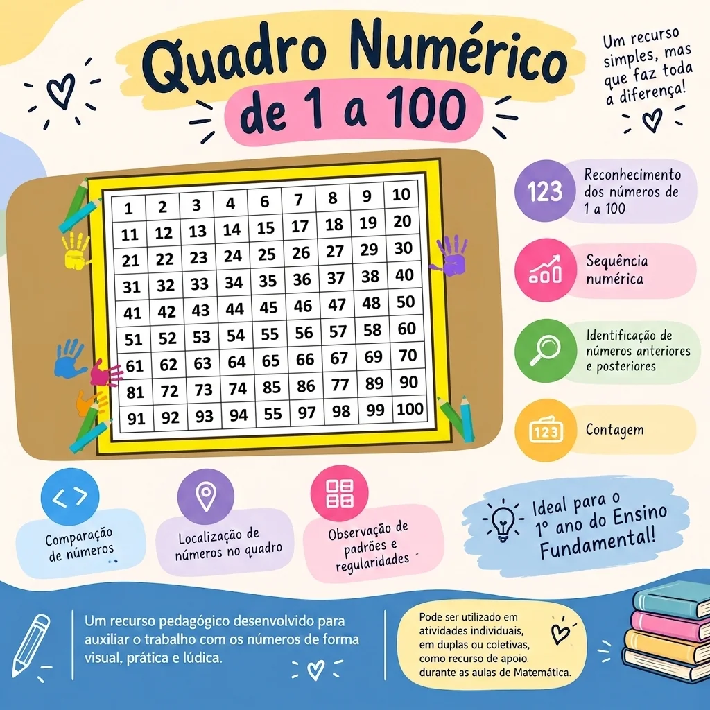 Painel Númerico de 1 à 100 para sala de aula — capa do material