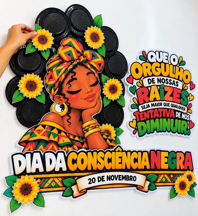 Painel Orgulho de Nossas Raízes - Consciência Negra – PDF para Imprimir — amostra 3: UM PAINEL QUE TRANSFORMA A DECORAÇÃO…