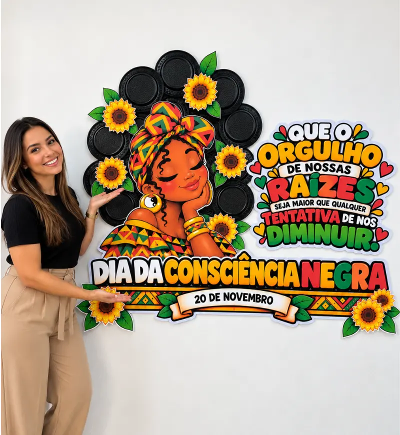 Painel Orgulho de Nossas Raízes - Consciência Negra – PDF para Imprimir — amostra 4: UM PAINEL QUE TRANSFORMA A DECORAÇÃO…