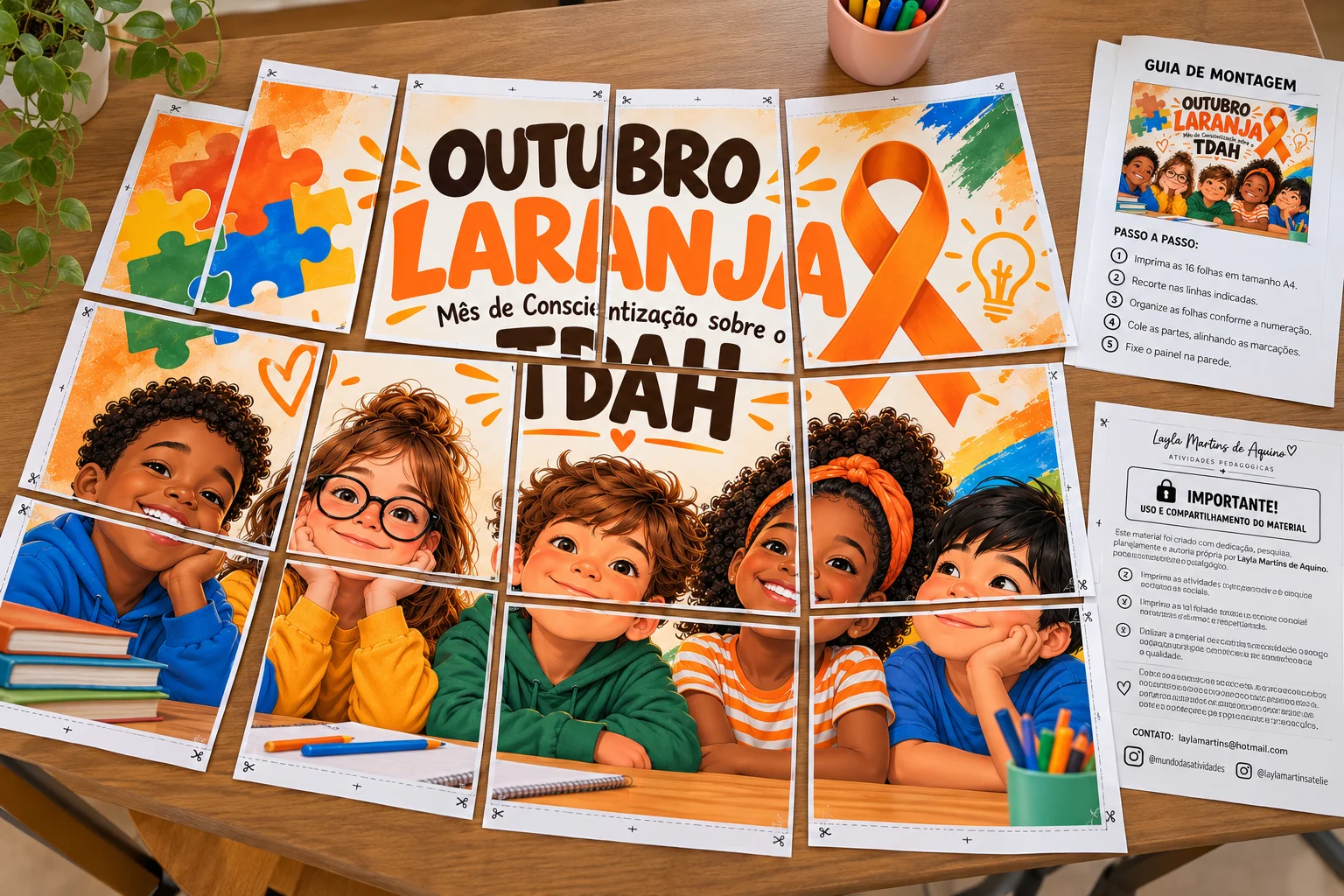 Painel Outubro Laranja TDAH - Decoração Escolar — amostra 3: Como utilizar? Painel Outubro Laranja TDAH - Decoração Escolar — amostra 3: Como utilizar?