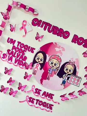 Painel Outubro Rosa Borboletas 3D PDF — capa do material