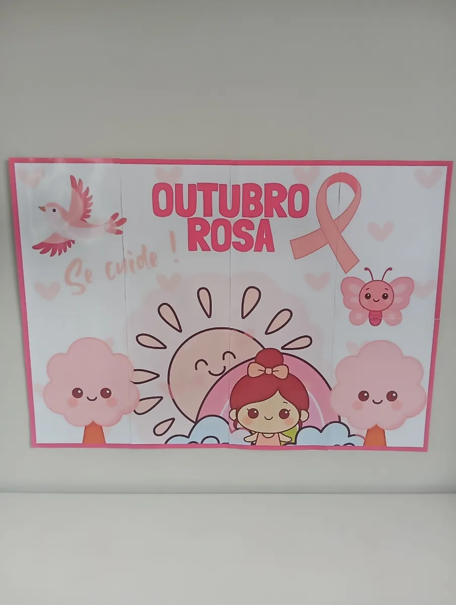 Painel Outubro Rosa + Cartãozinho de lembrancinha — amostra 2: 🌸 Uma decoração delicada para levar conscientização,…