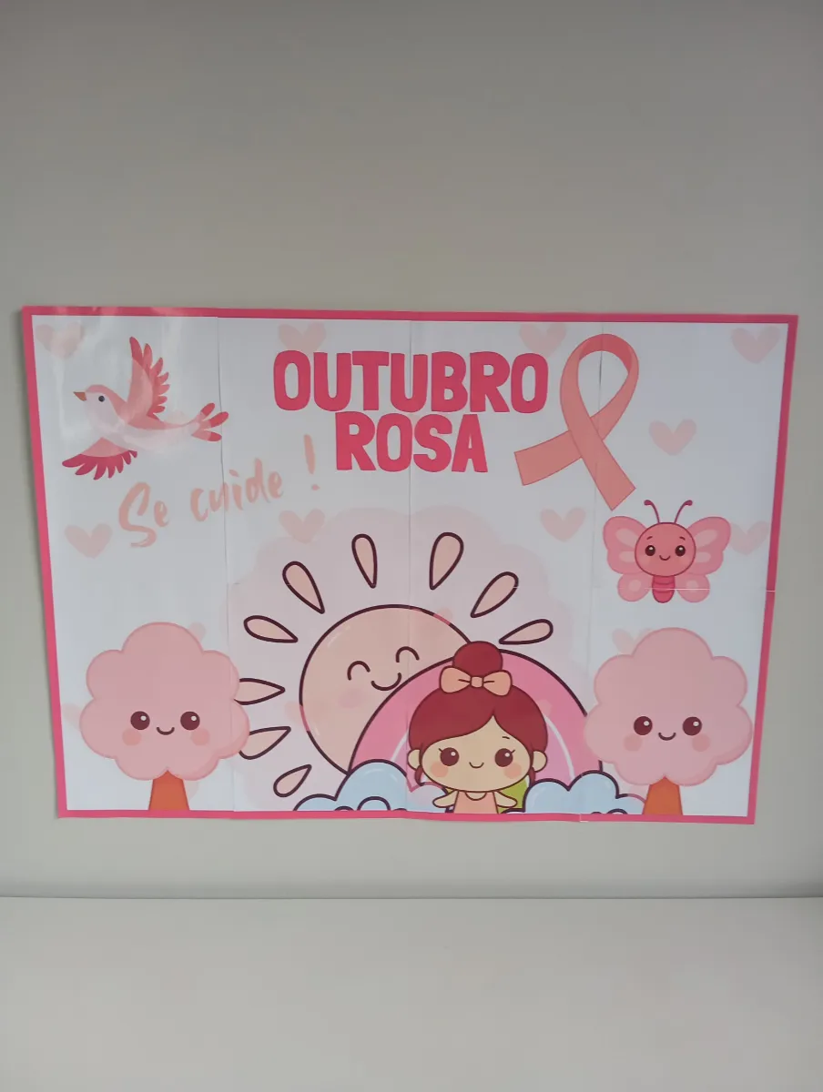 Painel Outubro Rosa + Cartãozinho de lembrancinha — Datas comemorativas para Fundamental II (6º–9º): 🌸 Uma decoração…