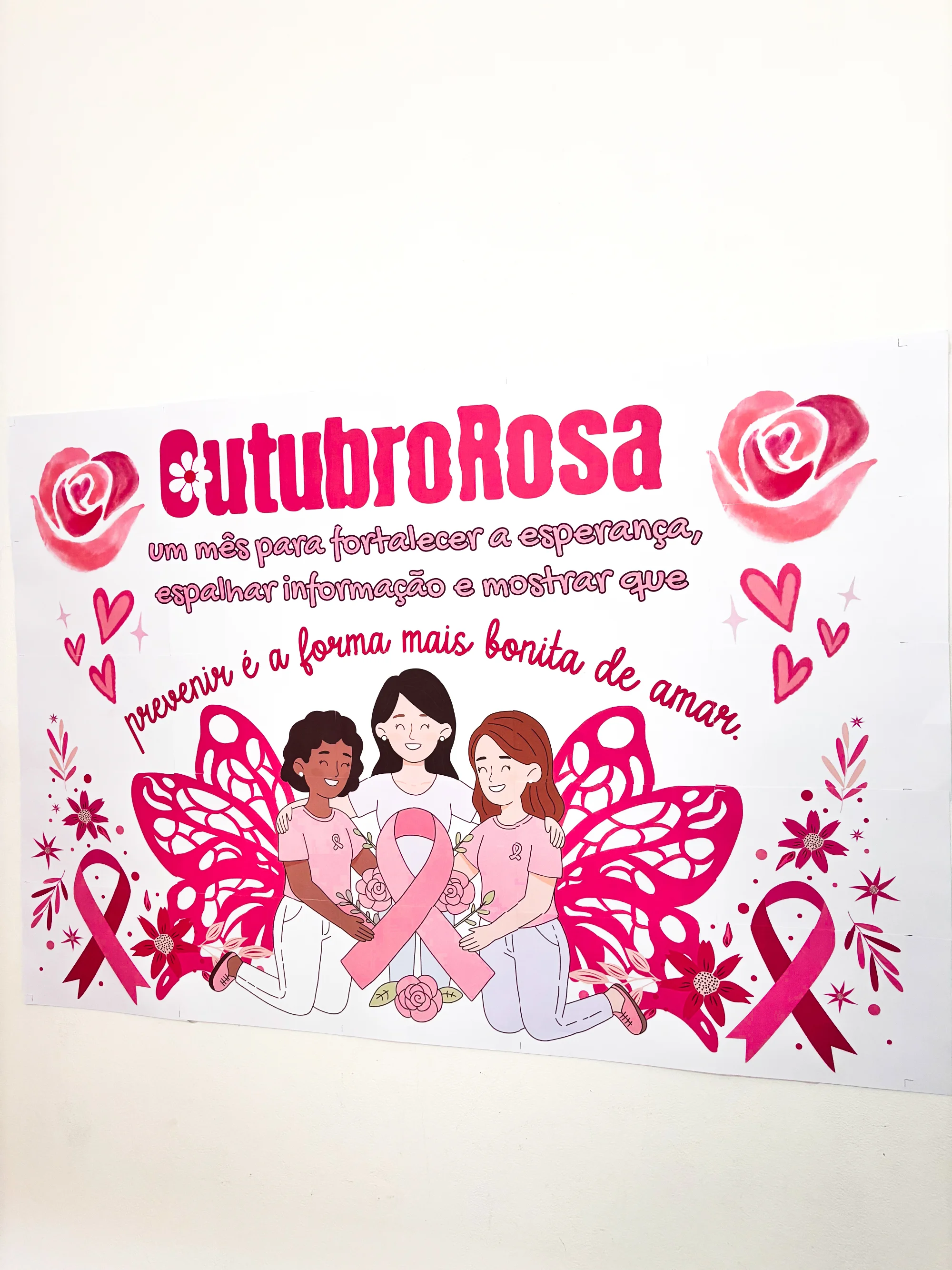 Painel Outubro Rosa – Conscientização, Prevenção e Autocuidado — amostra 1: Painel Outubro Rosa para murais e campanhas…