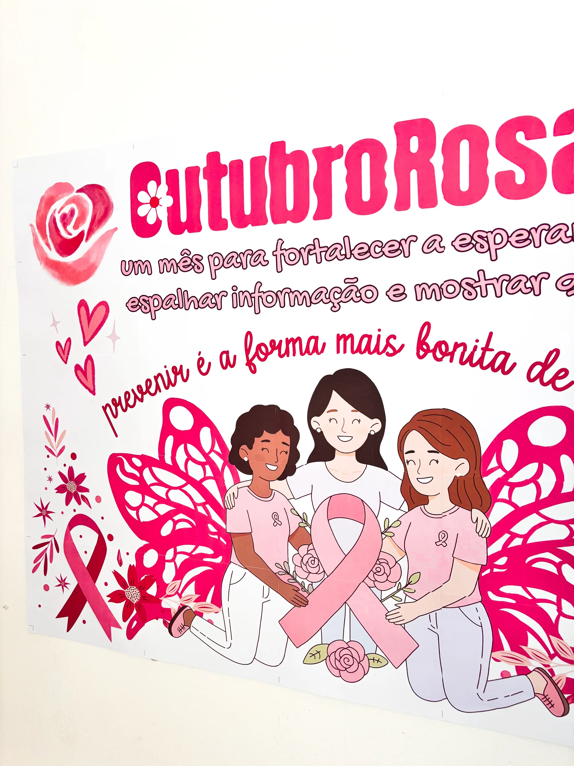 Painel Outubro Rosa – Conscientização, Prevenção e Autocuidado — amostra 2: Painel Outubro Rosa para murais e campanhas…