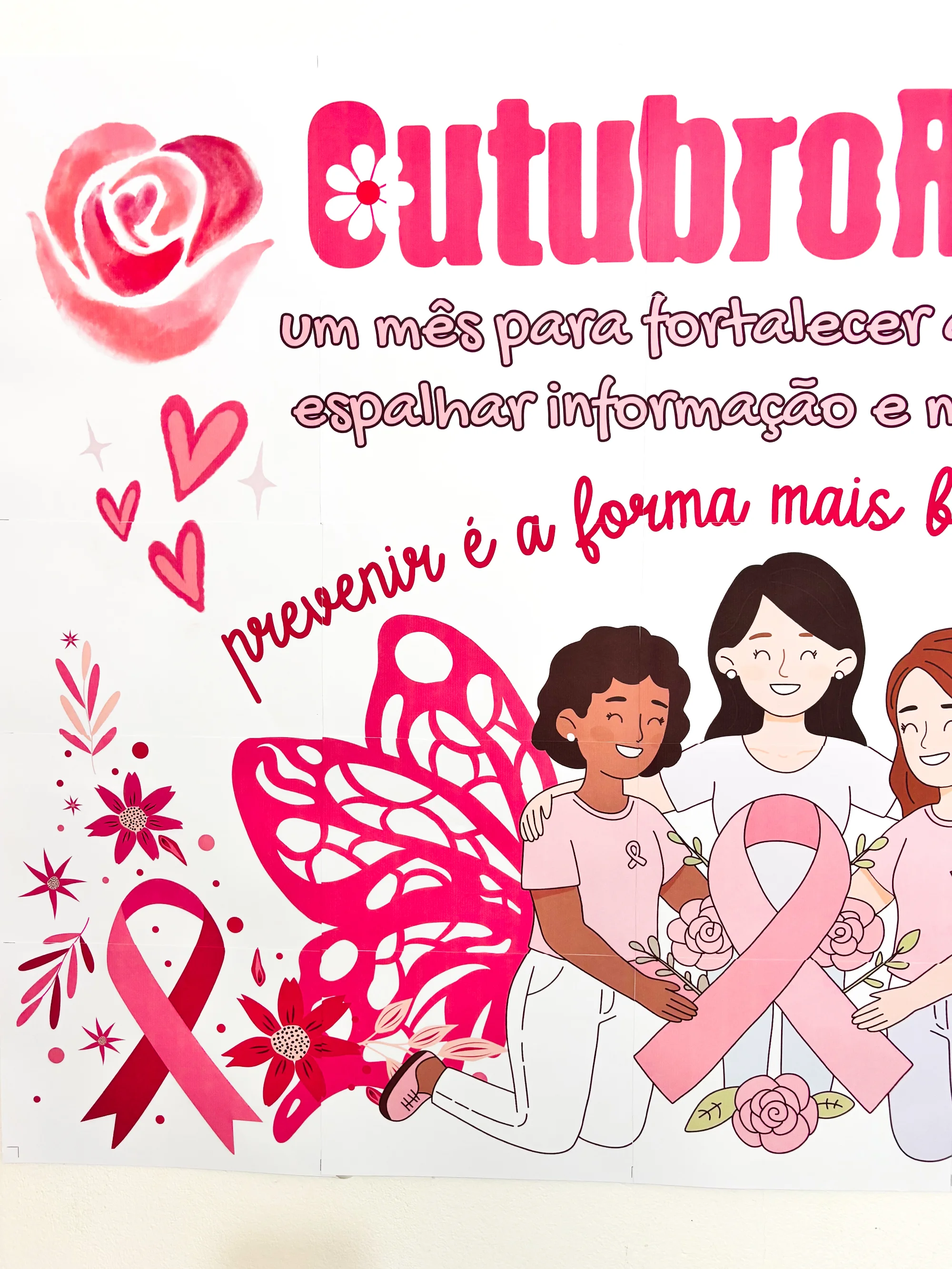 Painel Outubro Rosa – Conscientização, Prevenção e Autocuidado — amostra 3: Painel Outubro Rosa para murais e campanhas…
