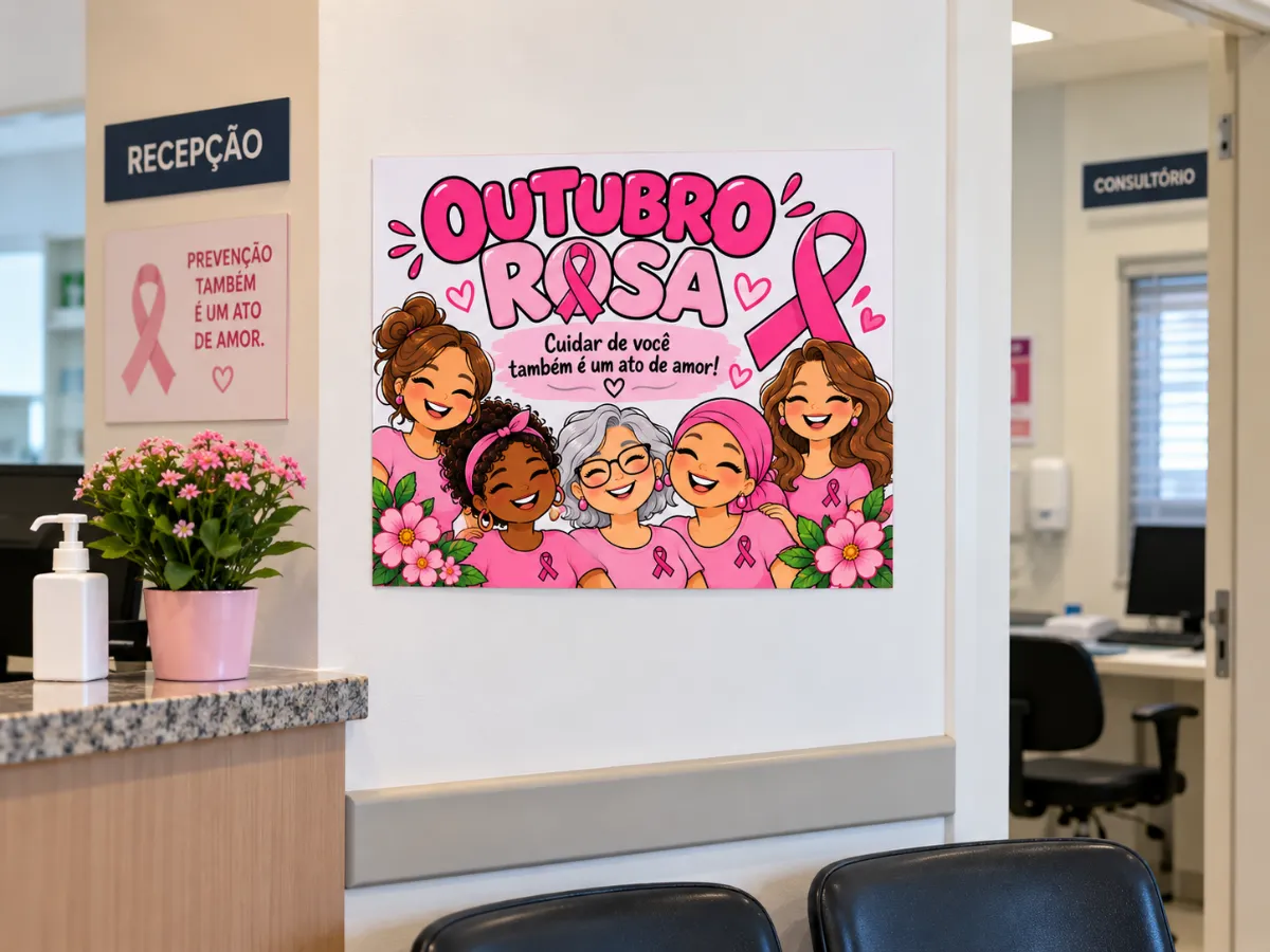 🎀 PAINEL OUTUBRO ROSA — CUIDAR DE VOCÊ É UM ATO DE AMOR! 💗 — amostra 1: Um painel delicado e especial para deixar o…