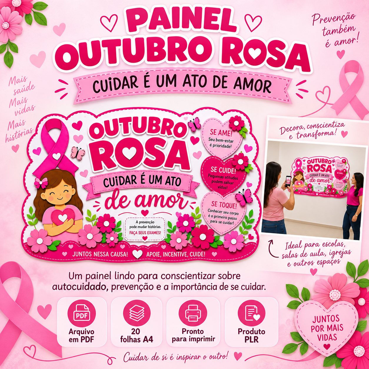 Painel Outubro Rosa Cuidar é um Ato de Amor em PDF — capa do material