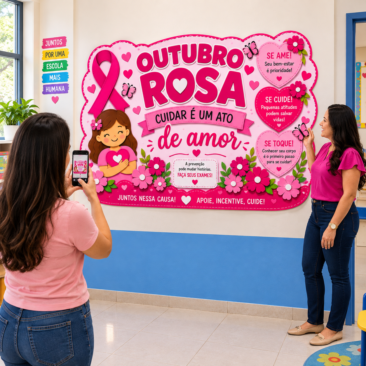 Painel outubro rosa — cuidar é um ato de amor – Material Pedagógico — Datas comemorativas para Todas as séries: Um painel…