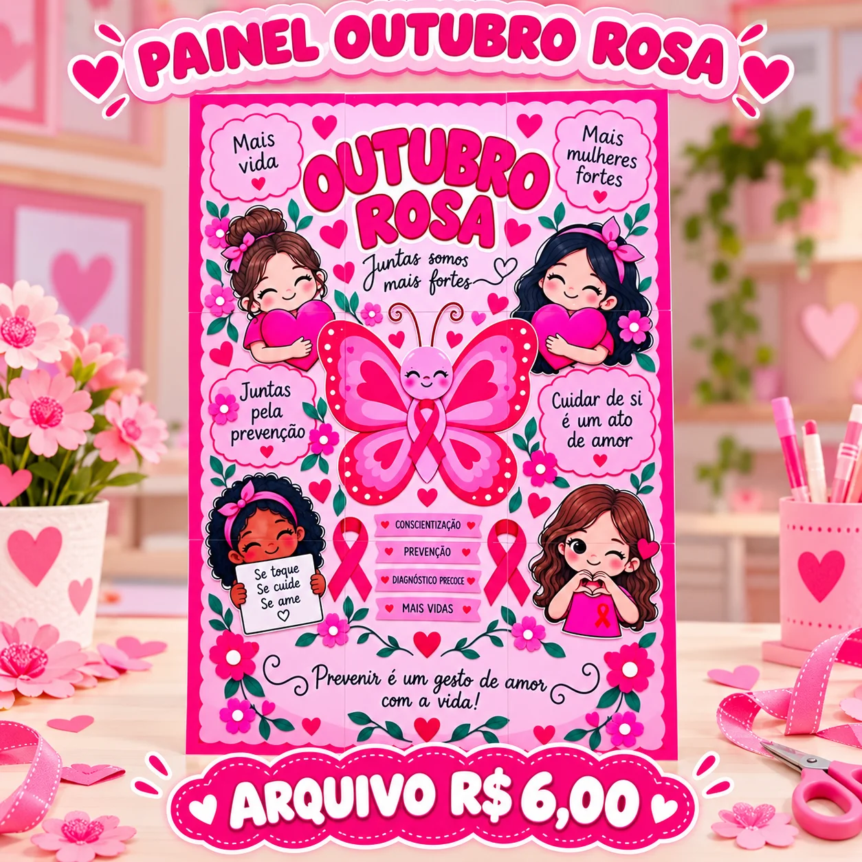 Painel Outubro Rosa em PDF – Educação Infantil — capa do material