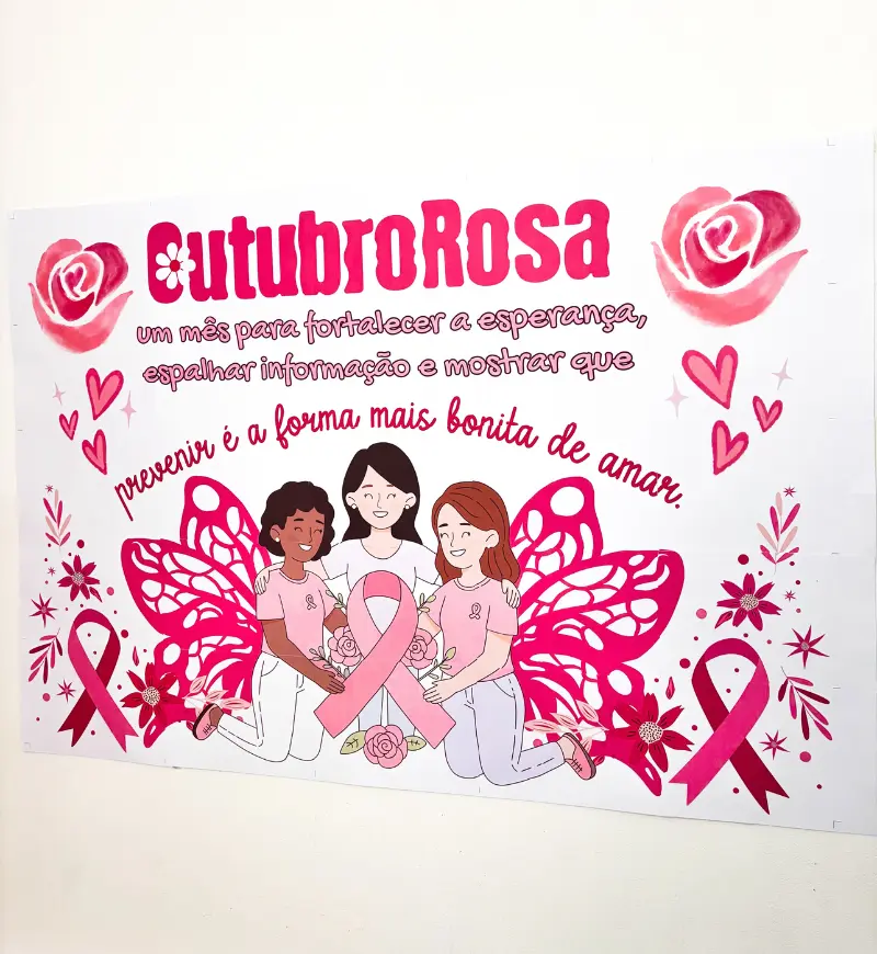Painel Outubro Rosa em PDF para Murais e Campanhas Escolares — amostra 2: O que vem no material