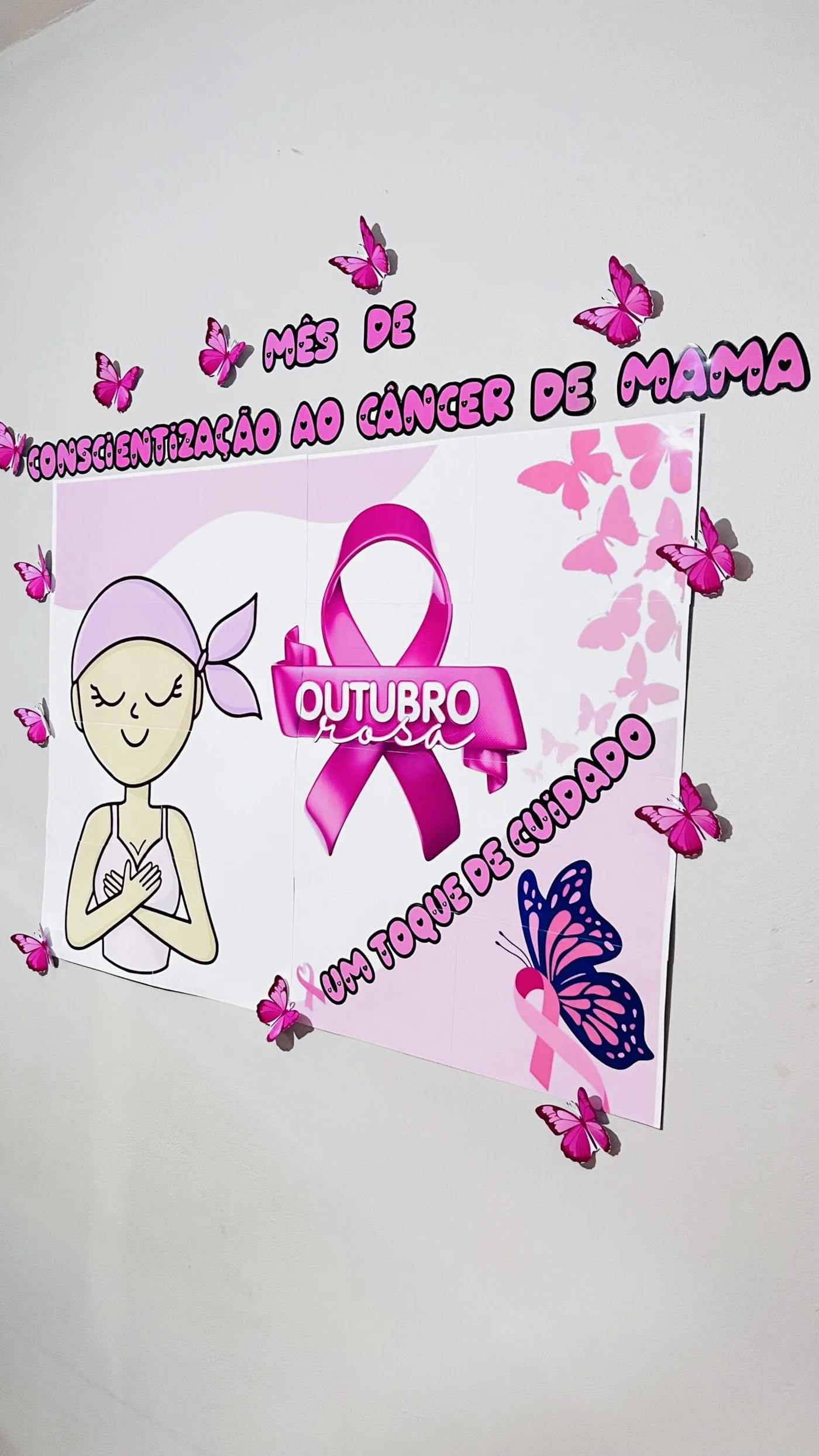 Painel outubro rosa — amostra 1: 🌸 Outubro Rosa 👉 Um Toque de Cuidado que Transforma