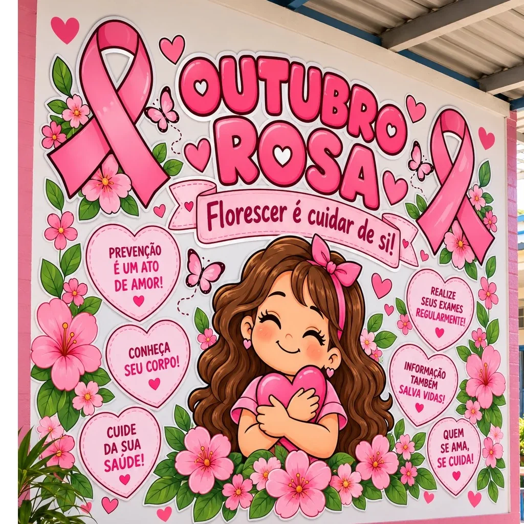 🌸 PAINEL OUTUBRO ROSA: FLORESCER É CUIDAR DE SI! 💗 — Datas comemorativas para Todas as séries: 🌸 Painel Outubro Rosa…