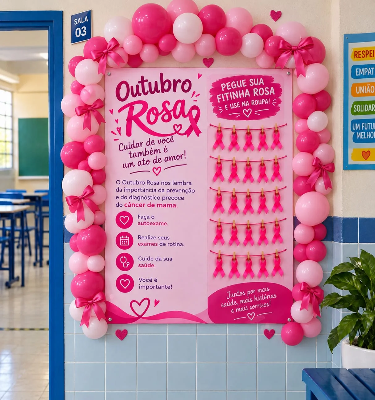 Painel Outubro Rosa Interativo – Decoração e Conscientização — amostra 1: Uma proposta especial para transformar a…