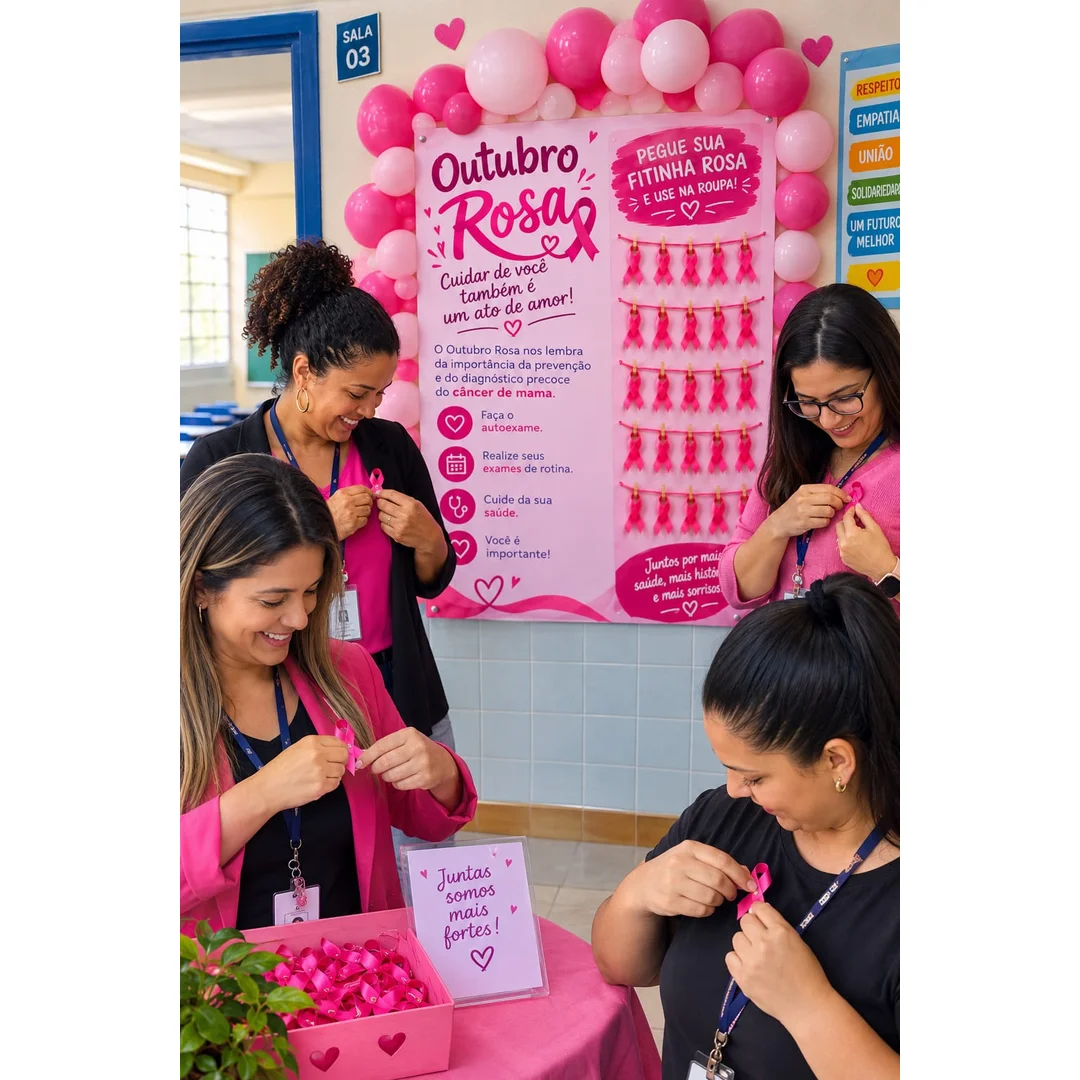 Painel Outubro Rosa Interativo – Decoração e Conscientização — Datas comemorativas para Educação Infantil: Painel…