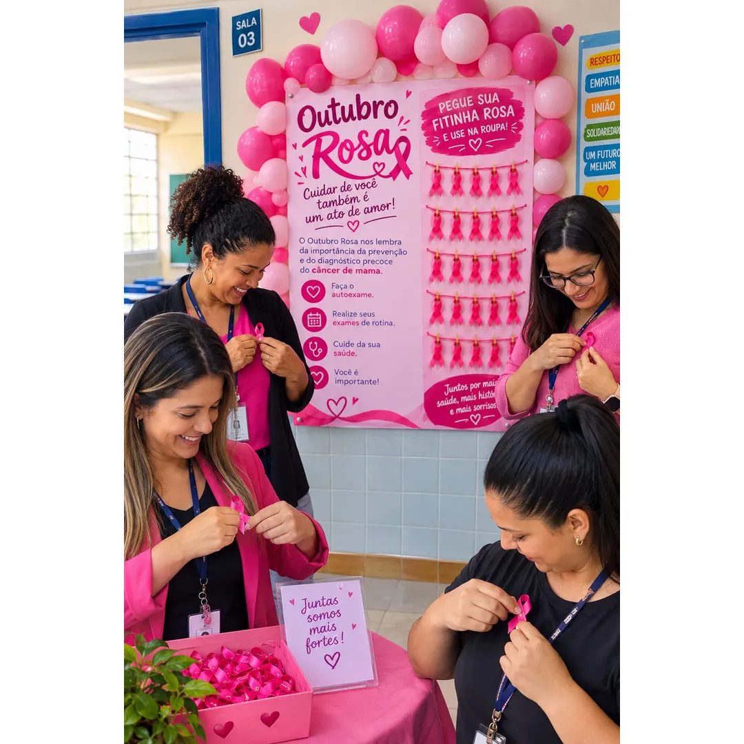 Painel Outubro Rosa Interativo – Decoração e Conscientização — Atividades para 3º ano: Painel interativo de Outubro Rosa…
