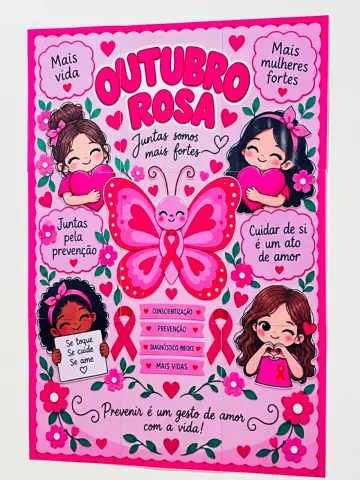 Painel Outubro Rosa - Juntas somos mais fortes — amostra 4: 🎀 PAINEL OUTUBRO ROSA - Juntas somos mais fortes