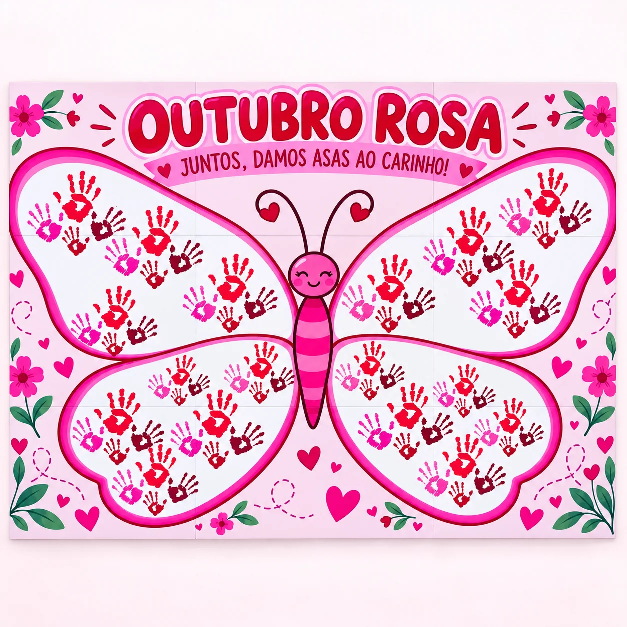 Painel Outubro Rosa – Juntos, Damos Asas ao Carinho! | Decoração para Imprimir — capa do material
