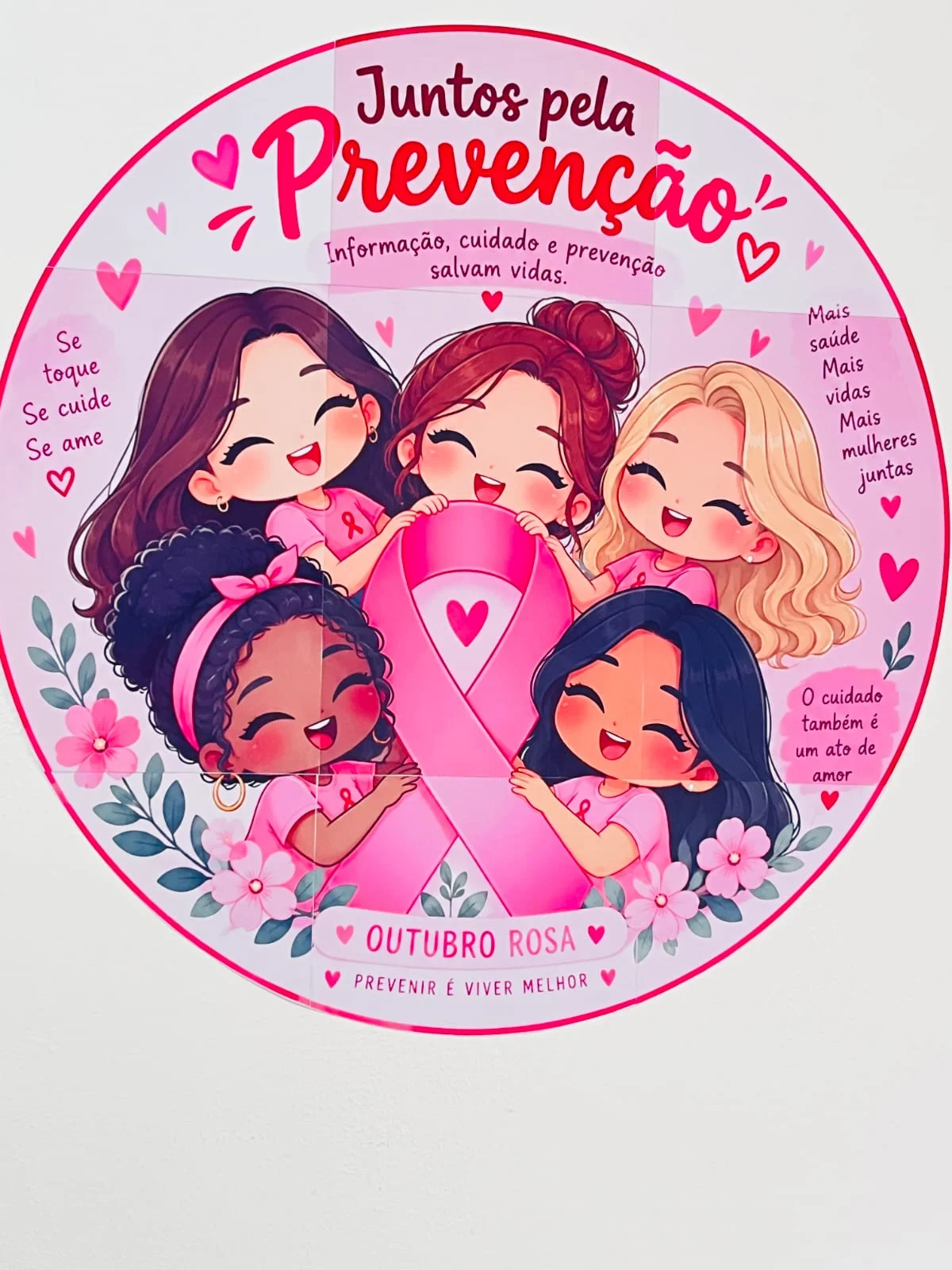 Painel Outubro Rosa - Juntos pela prevenção — Datas comemorativas para Educação Infantil: Painel Outubro Rosa com mensagem…