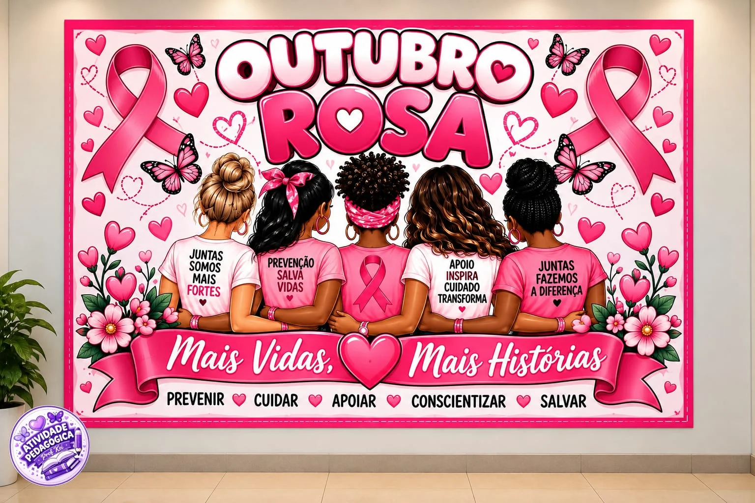 PAINEL OUTUBRO ROSA — MAIS VIDAS, MAIS HISTÓRIAS 💗 — capa do material