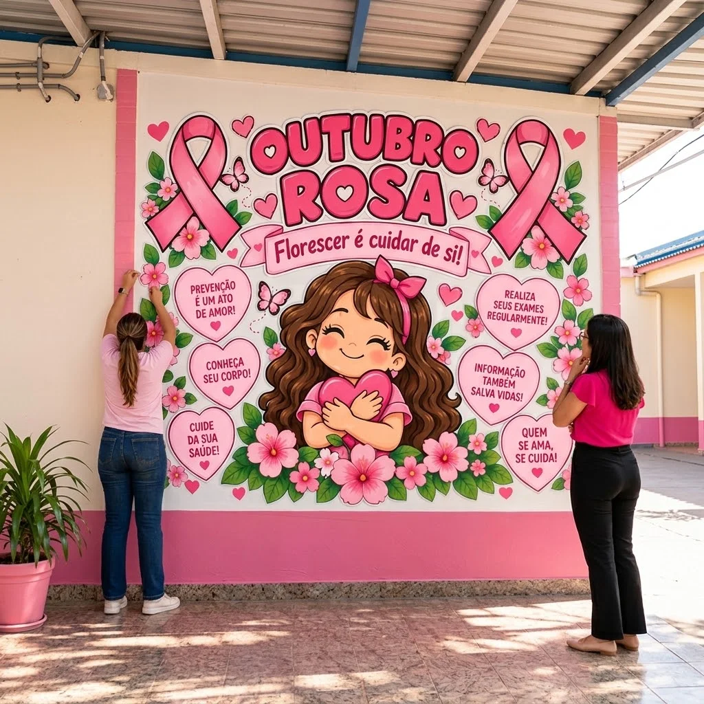 Painel Outubro Rosa para Escola | Florescer é Cuidar — amostra 3: 📥 INFORMAÇÕES IMPORTANTES