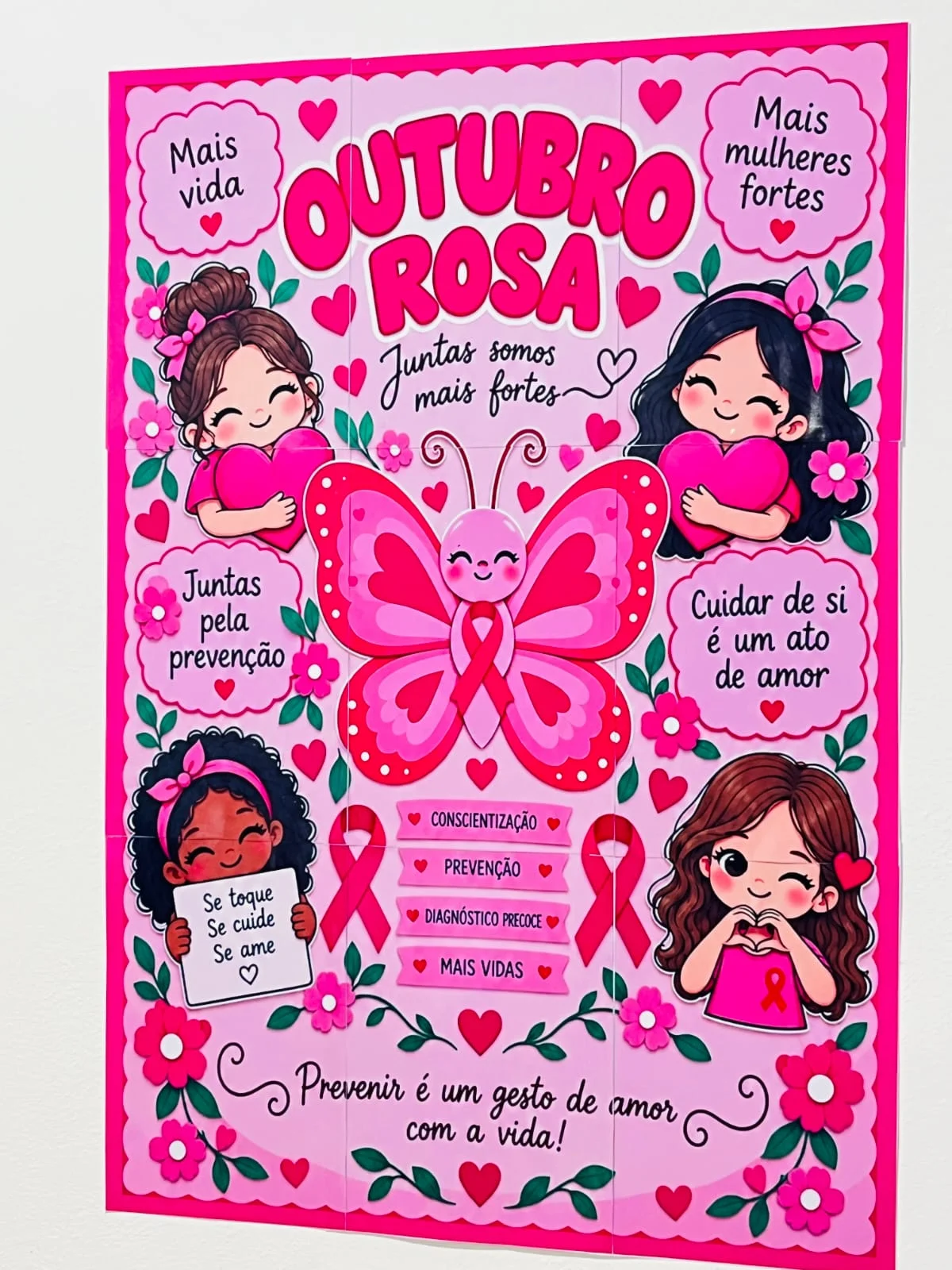 Painel Outubro Rosa para Escola – Juntas Somos Mais Fortes — Datas comemorativas para Educação Infantil: Painel Outubro…
