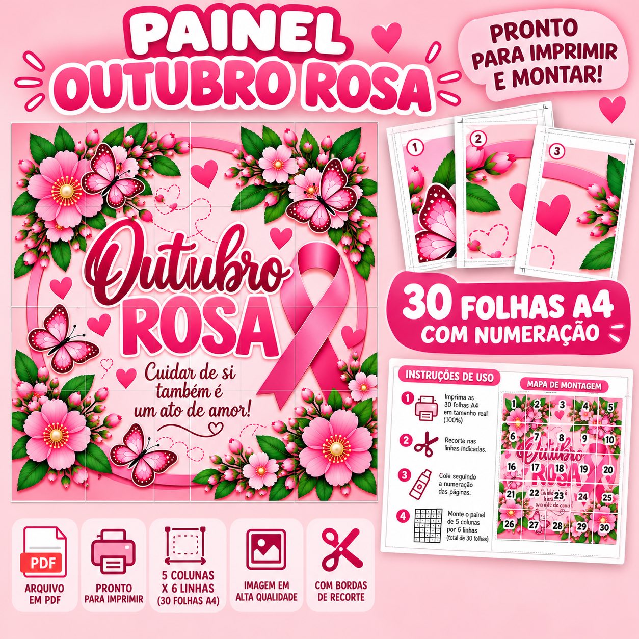 Painel Outubro Rosa para Imprimir – Arquivo PDF — amostra 4: Transforme qualquer espaço com um lindo Painel Outubro Rosa ,… Painel Outubro Rosa para Imprimir – Arquivo PDF — amostra 4: Transforme qualquer espaço com um lindo Painel Outubro Rosa ,…