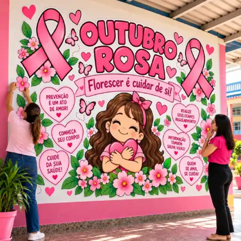 Painel Outubro Rosa para Imprimir – Decoração e Prevenção — amostra 1: O Painel Outubro Rosa para Imprimir é um material…