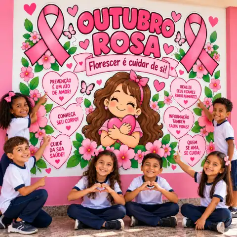 Painel Outubro Rosa para Imprimir – Decoração e Prevenção — amostra 3: Decore sua escola com o Painel Outubro Rosa para…