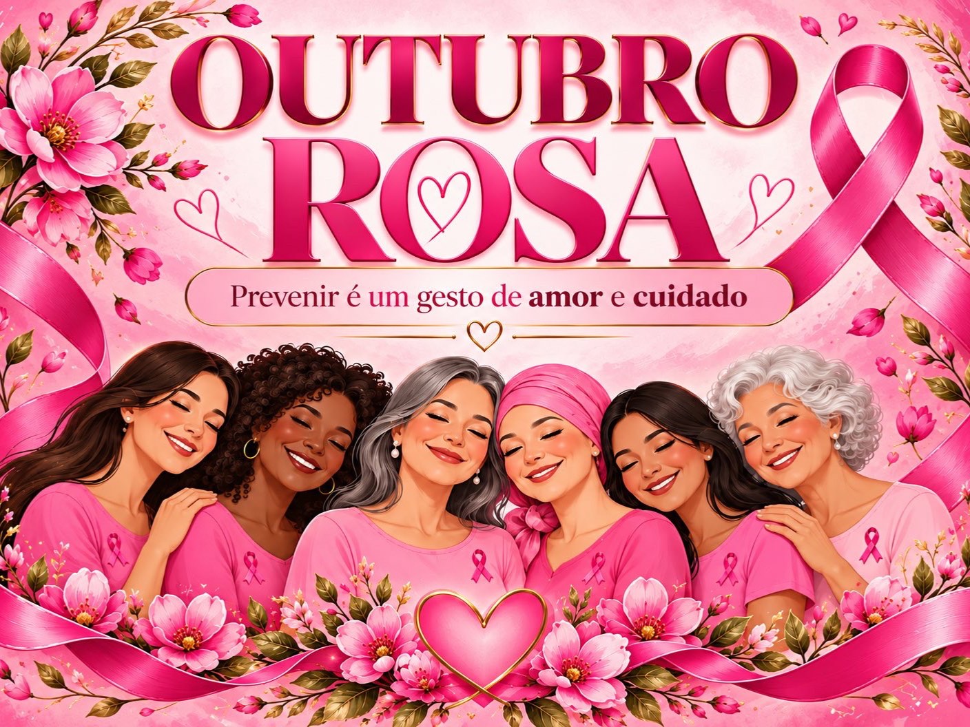 Painel Outubro Rosa para Imprimir em PDF – 25 Folhas A4 — amostra 1: Painel Outubro Rosa para Imprimir – Decoração para…
