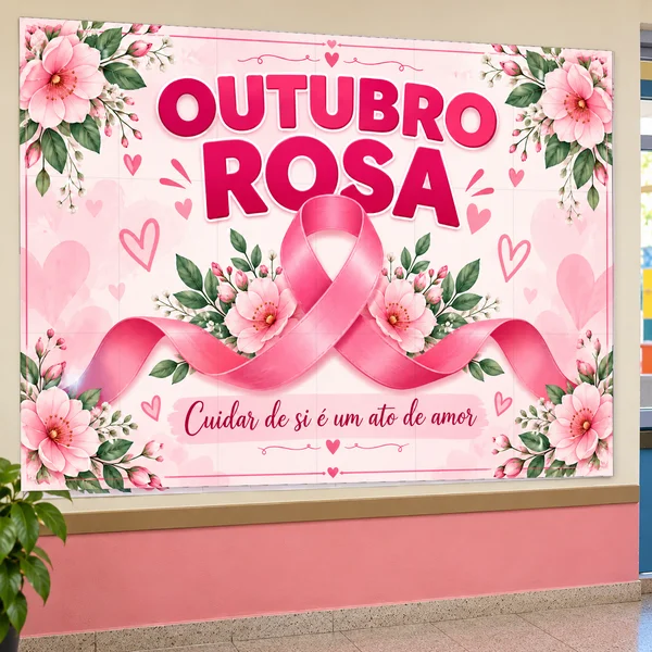 Painel Outubro Rosa para Imprimir – Em PDF — amostra 3: Saber Didático – Materiais criativos para momentos especiais.