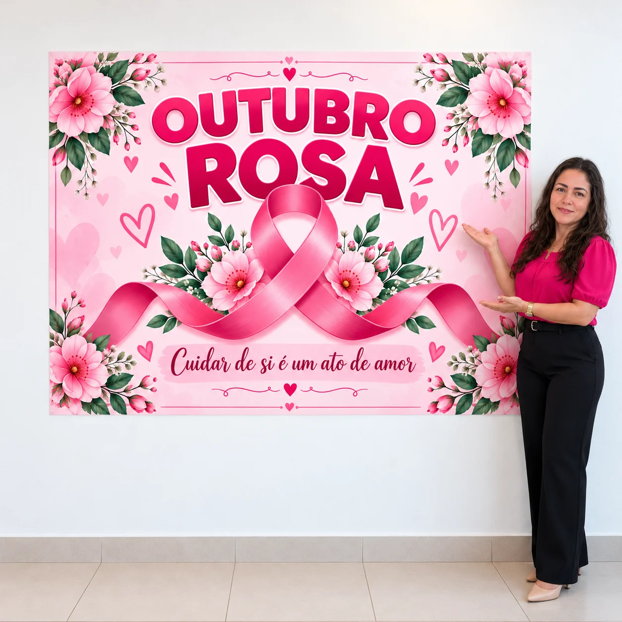 Painel Outubro Rosa para Imprimir – Em PDF — capa do material