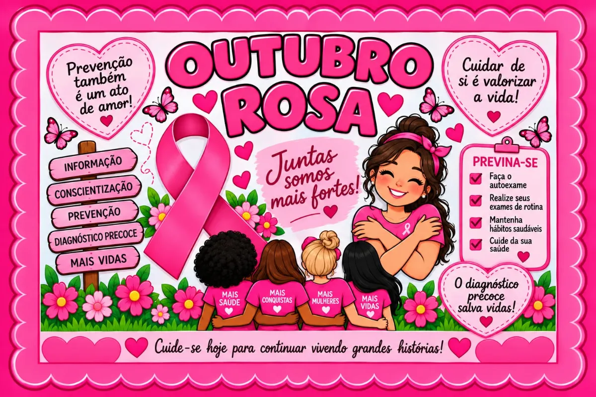 Painel Outubro Rosa PDF — amostra 1: Painel Outubro Rosa – 32 Páginas | Decore, Informe e Inspire