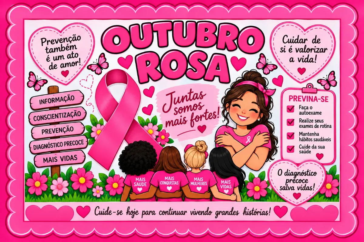 Painel Outubro Rosa PDF — amostra 3: Painel Outubro Rosa – 32 Páginas | Decore, Informe e Inspire