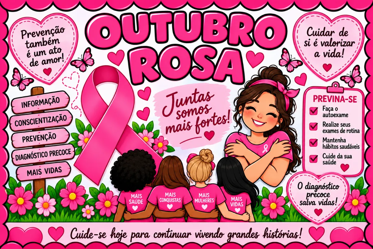 Painel Outubro Rosa PDF — amostra 6: Painel Outubro Rosa – 32 Páginas | Decore, Informe e Inspire
