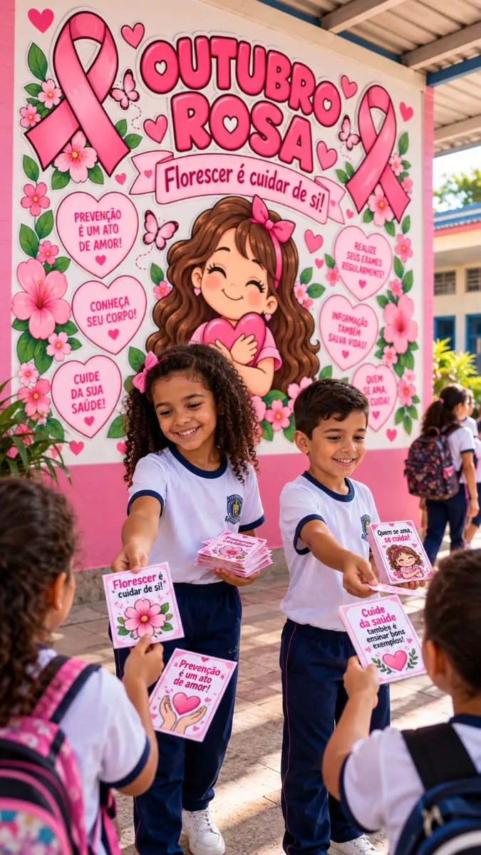 Painel Outubro Rosa - Recurso Pedagógico — amostra 3: Transforme o espaço da sua escola em um ambiente de conscientização,…