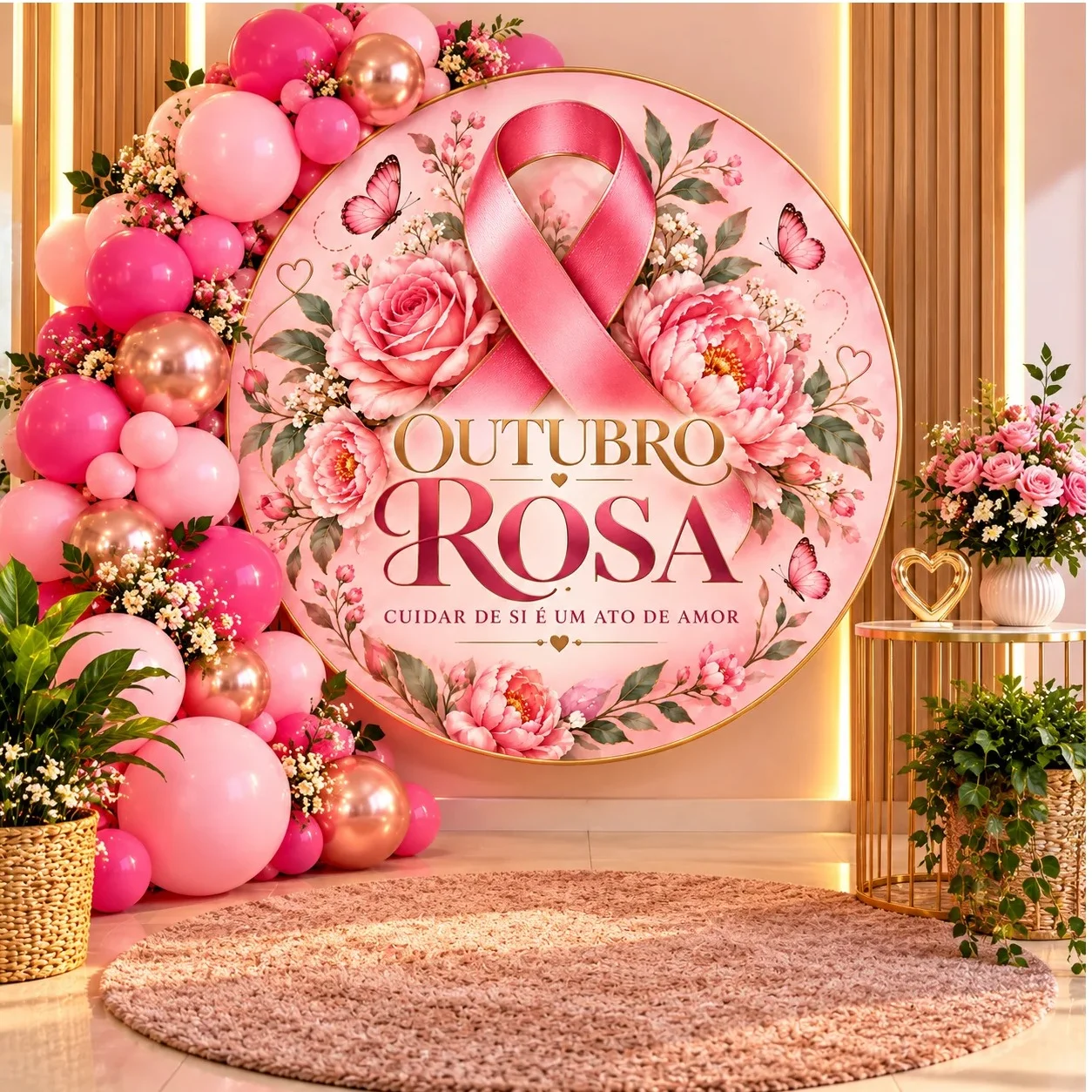 Painel Outubro Rosa redondo - Para imprimir — capa do material