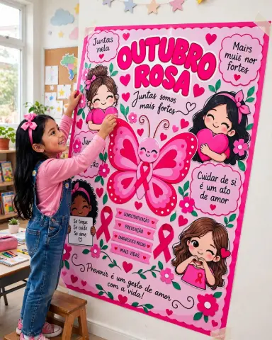 Painel Outubro Rosa - Revurso Pedagógico de Decoração — capa do material