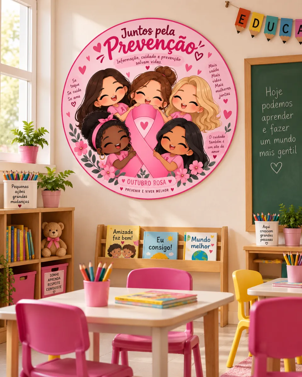 Painel outubro rosa — amostra 1: Deixe seu ambiente escolar ainda mais acolhedor e cheio de significado com esse lindo…
