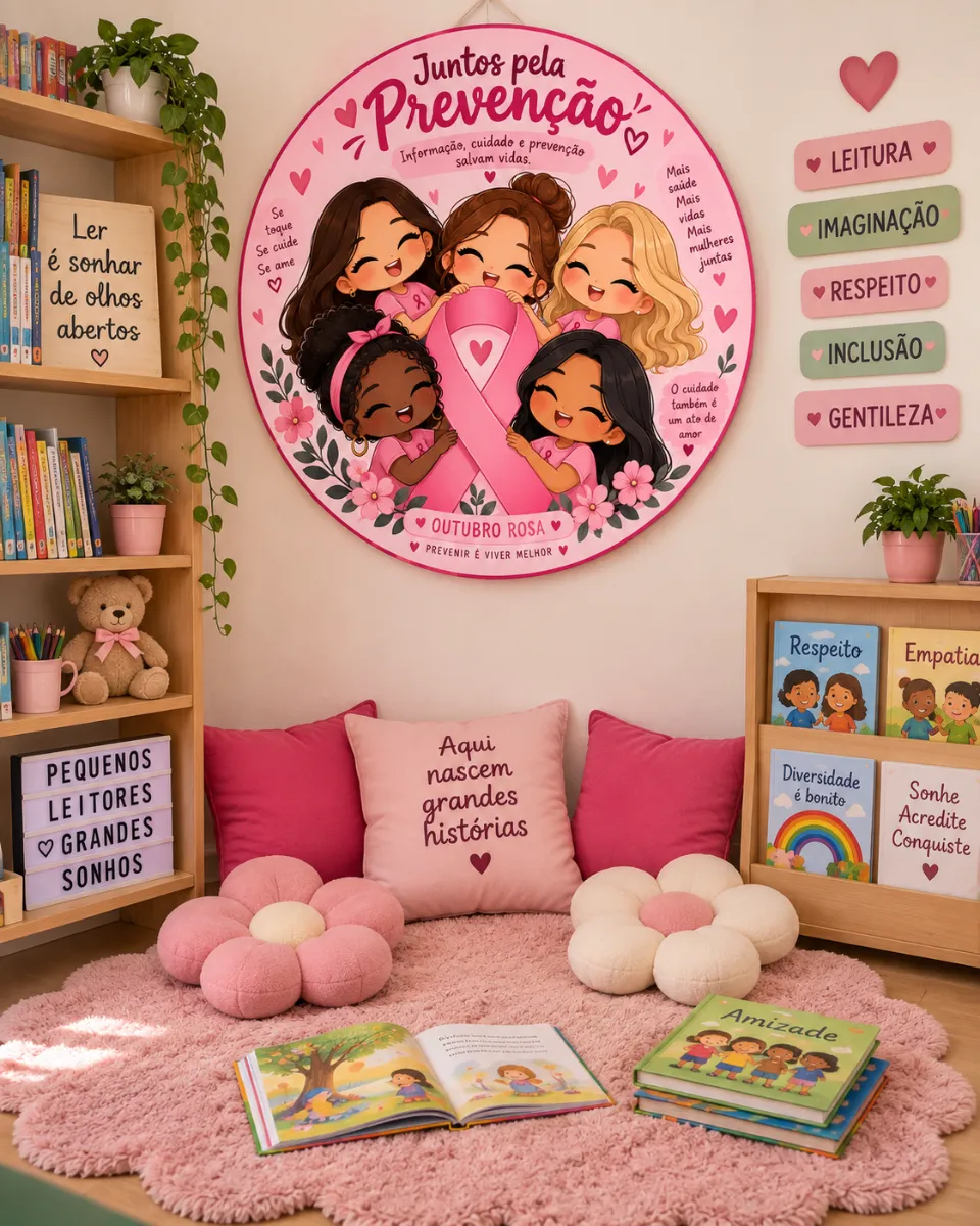 Painel outubro rosa — amostra 2: Deixe seu ambiente escolar ainda mais acolhedor e cheio de significado com esse lindo…
