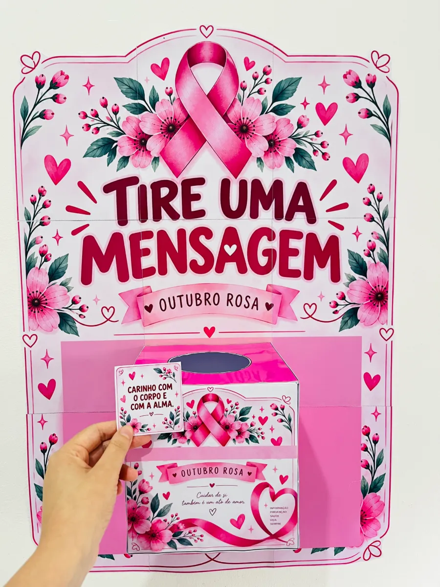 PAINEL OUTUBRO ROSA -UM PEQUENO GESTO, UMA GRANDE MENSAGEM! — amostra 3: Que tal transformar o Outubro Rosa em uma…