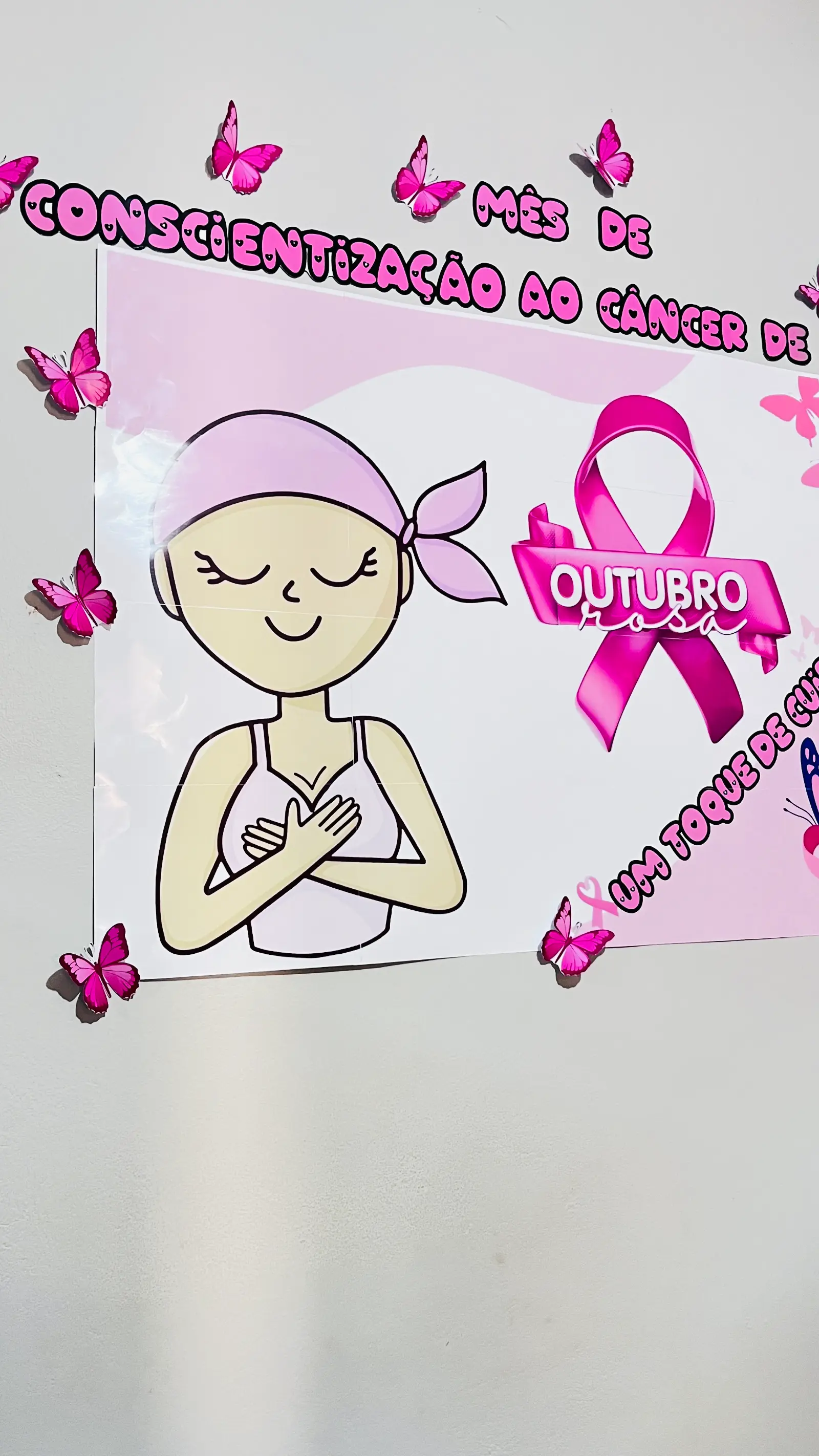 Painel Outubro Rosa – Um Toque De Cuidado — amostra 3: 🖨️ Arquivo digital em PDF, pronto para imprimir e montar.