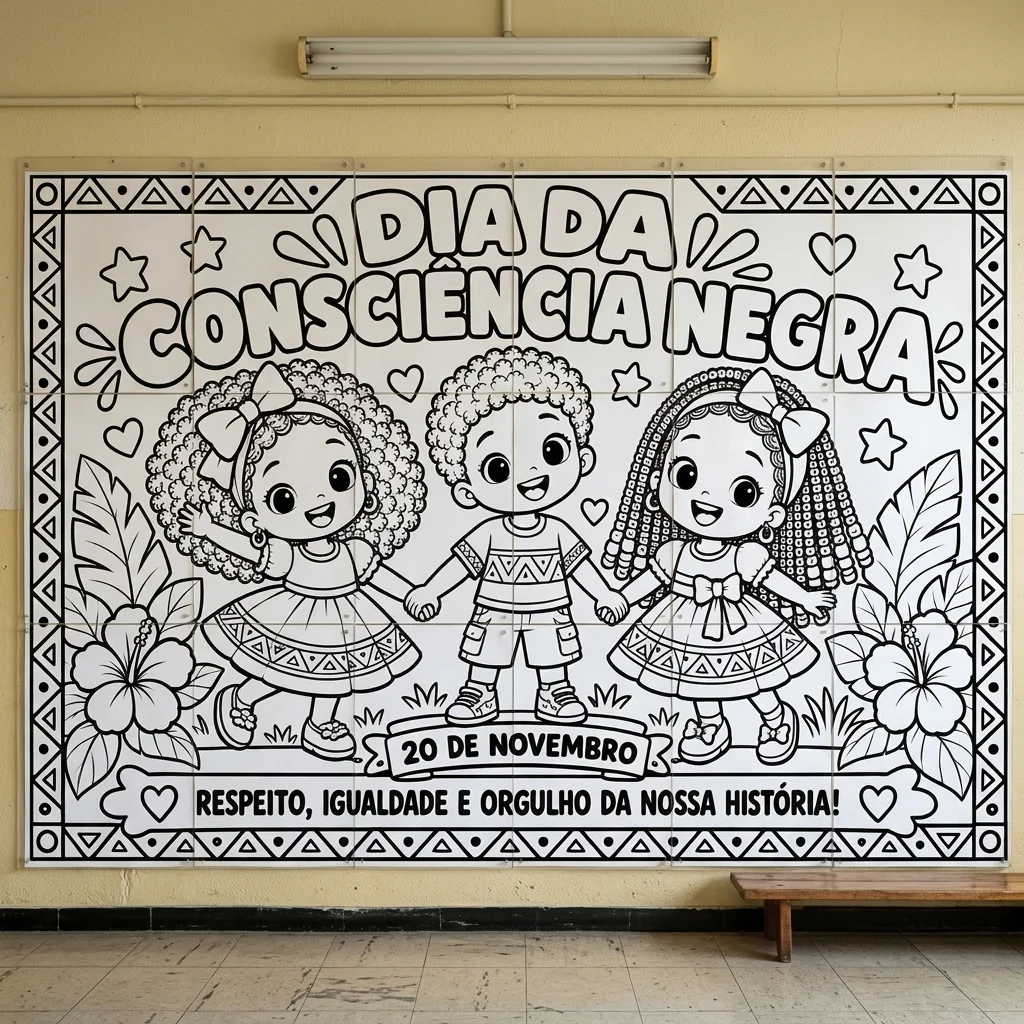 Painel para Colorir – Consciência Negra 20 de Novembro — amostra 3: Atividade de pintura sobre a Consciência Negra Painel para Colorir – Consciência Negra 20 de Novembro — amostra 3: Atividade de pintura sobre a Consciência Negra