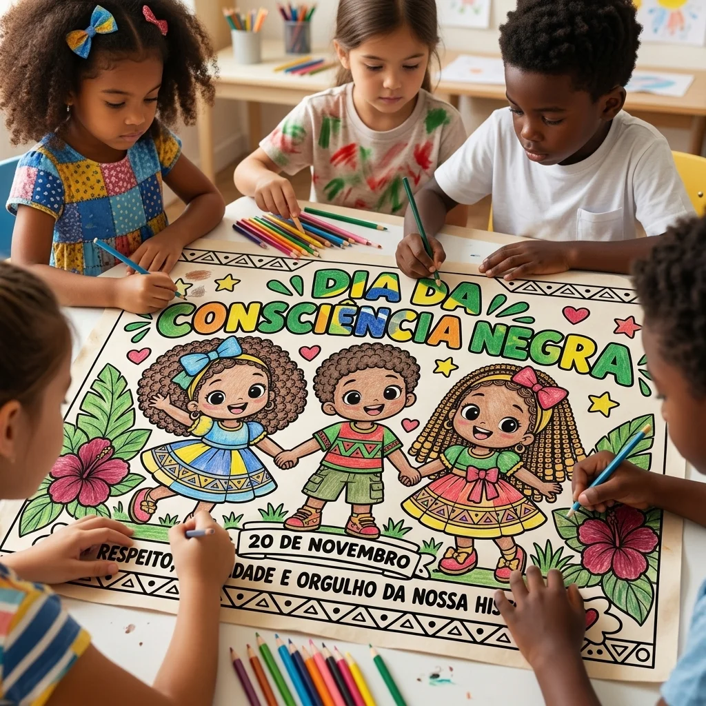 Painel para Colorir – Consciência Negra 20 de Novembro — amostra 4: Atividade de pintura sobre a Consciência Negra Painel para Colorir – Consciência Negra 20 de Novembro — amostra 4: Atividade de pintura sobre a Consciência Negra