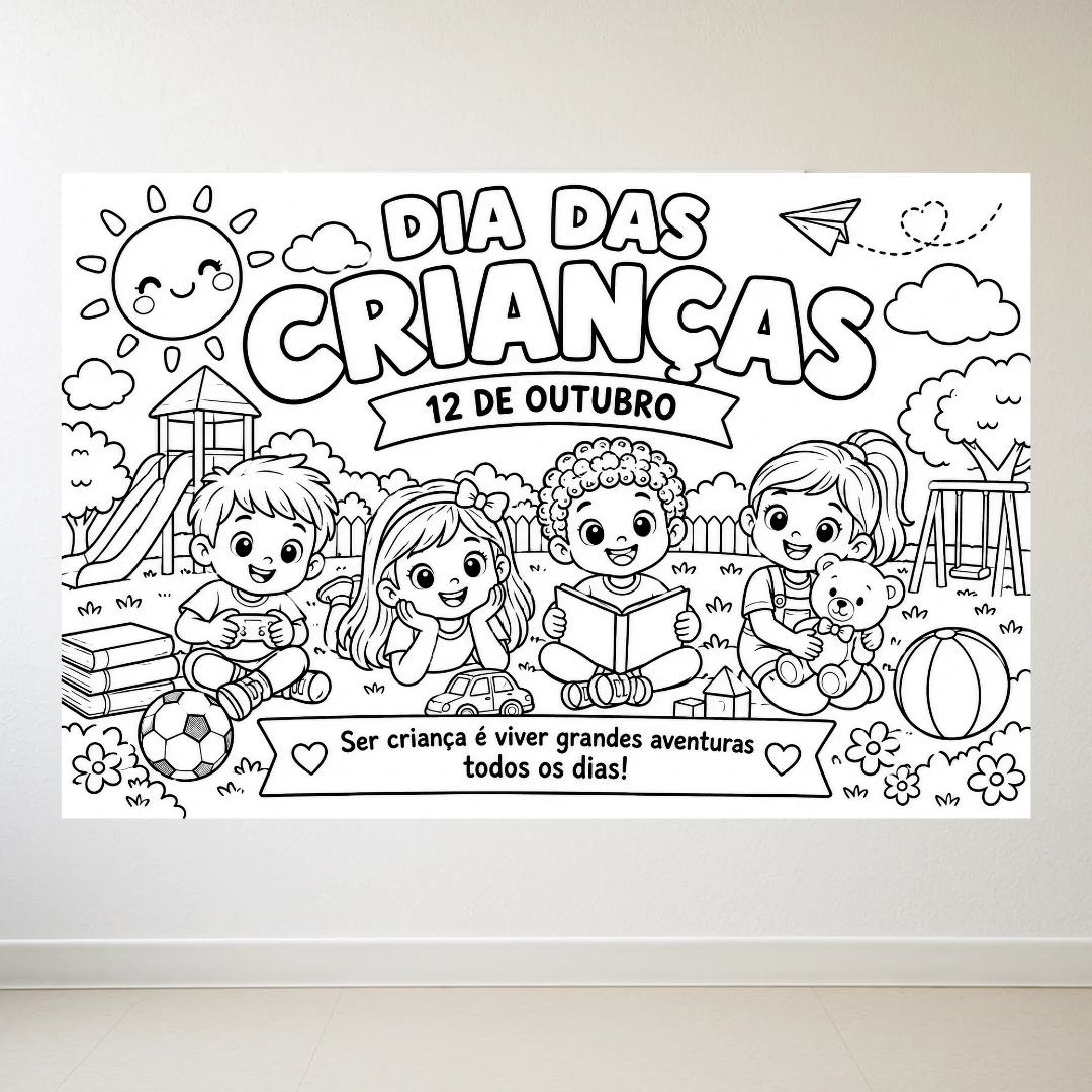 Painel para Colorir Dia das Crianças (8 e 18 Folhas A4) + folha a4 — amostra 1: Objetivos Pedagógicos Painel para Colorir Dia das Crianças (8 e 18 Folhas A4) + folha a4 — amostra 1: Objetivos Pedagógicos