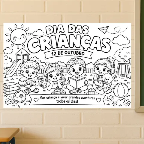 Painel para Colorir Dia das Crianças - Ampliado 8 e 18 Folhas A4 — capa do material