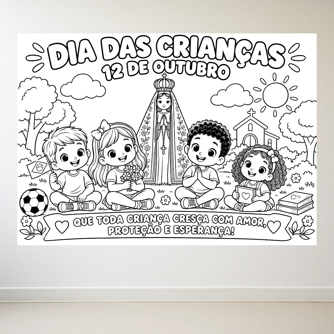 Painel para Colorir Dia das Crianças e Nossa Senhora Aparecida em PDF — amostra 1: Objetivos Pedagógicos