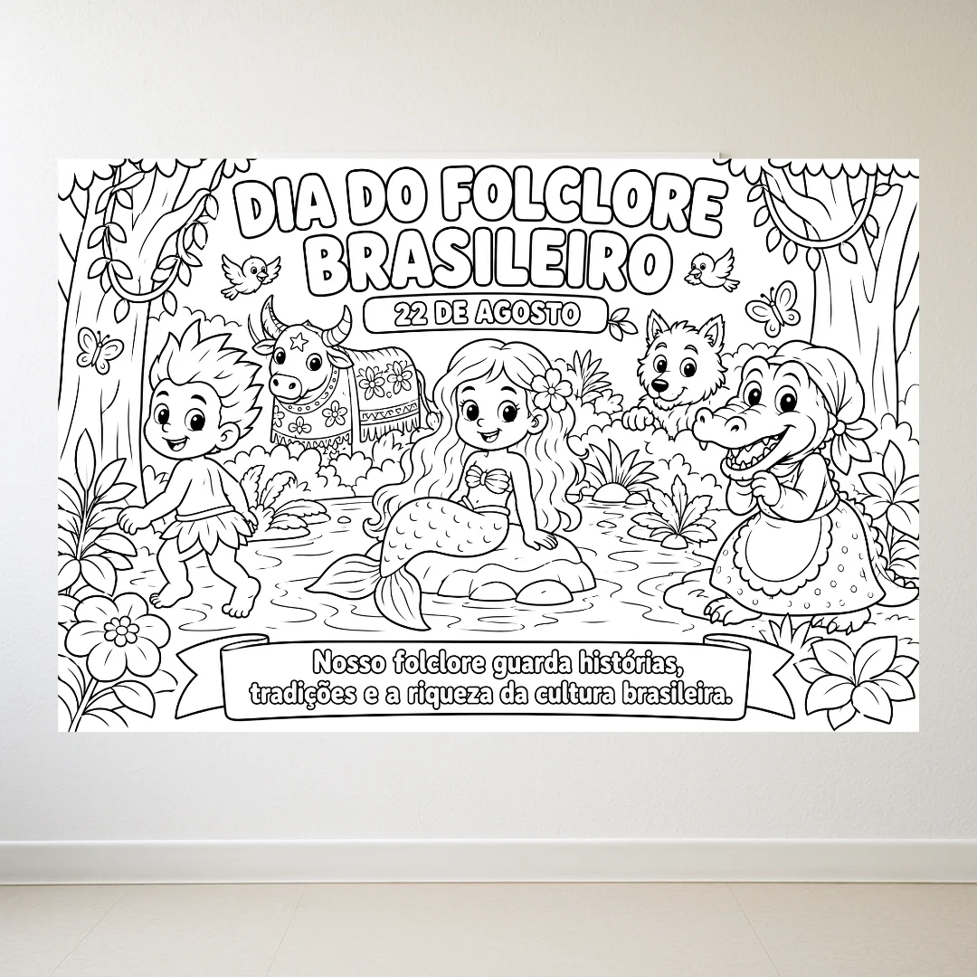 Painel para Colorir – Dia do Folclore Brasileiro (8 ou 18 Folhas A4) — capa do material