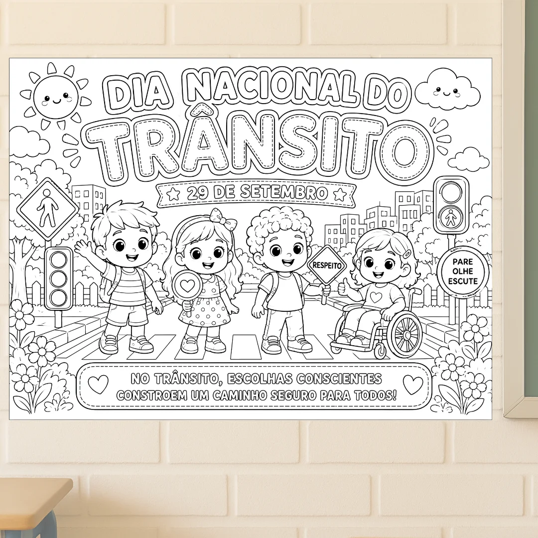 Painel para Colorir Dia Nacional do Trânsito + Atividade Individual A4 — amostra 2: Conteúdo e Formato Painel para Colorir Dia Nacional do Trânsito + Atividade Individual A4 — amostra 2: Conteúdo e Formato