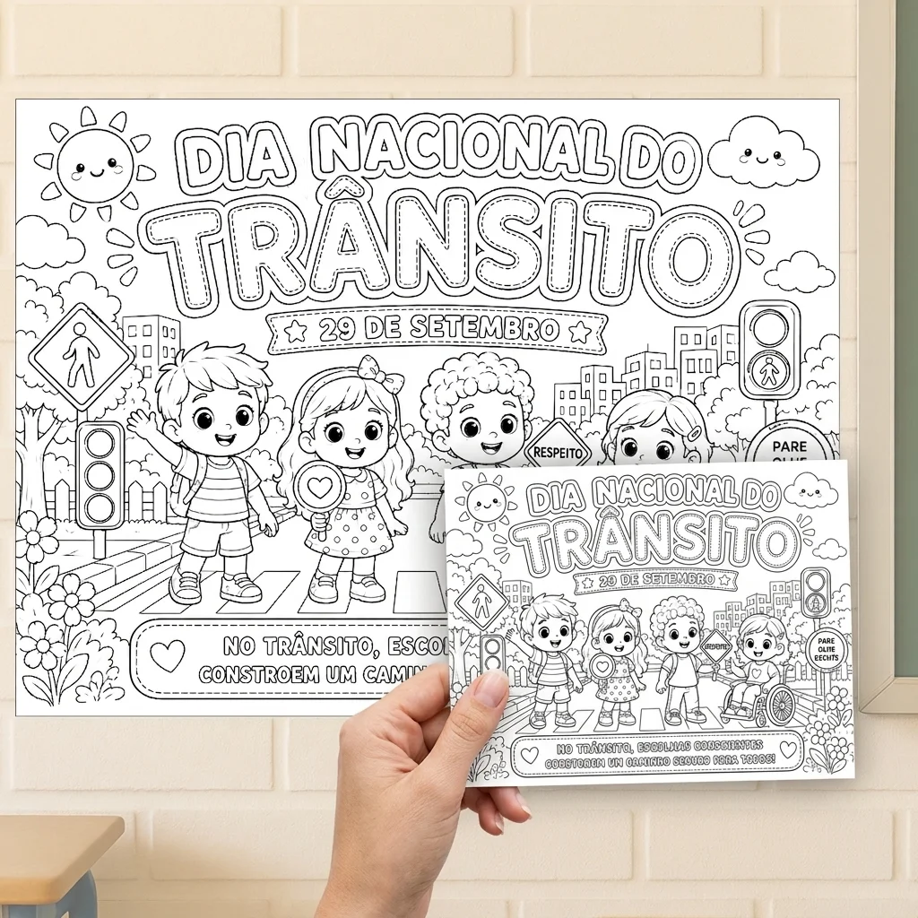 Painel para Colorir Dia Nacional do Trânsito + Atividade Individual A4 — Apostilas para Educação Infantil: Painel de…